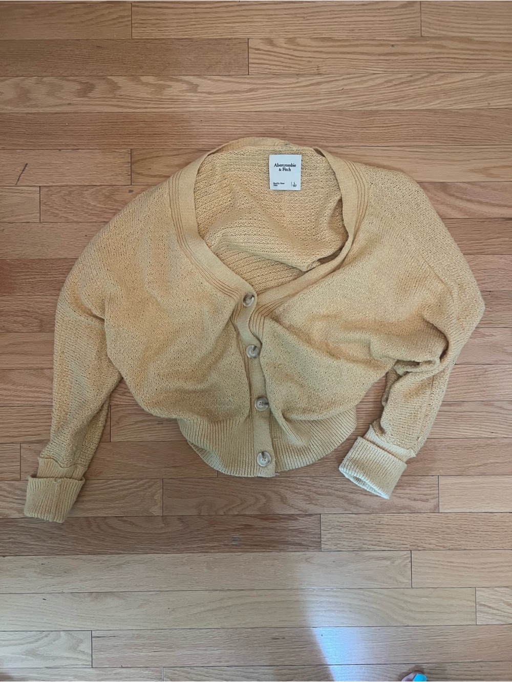 Abercrombie & Fitch Soft Yellow Button-Front Cardigan
